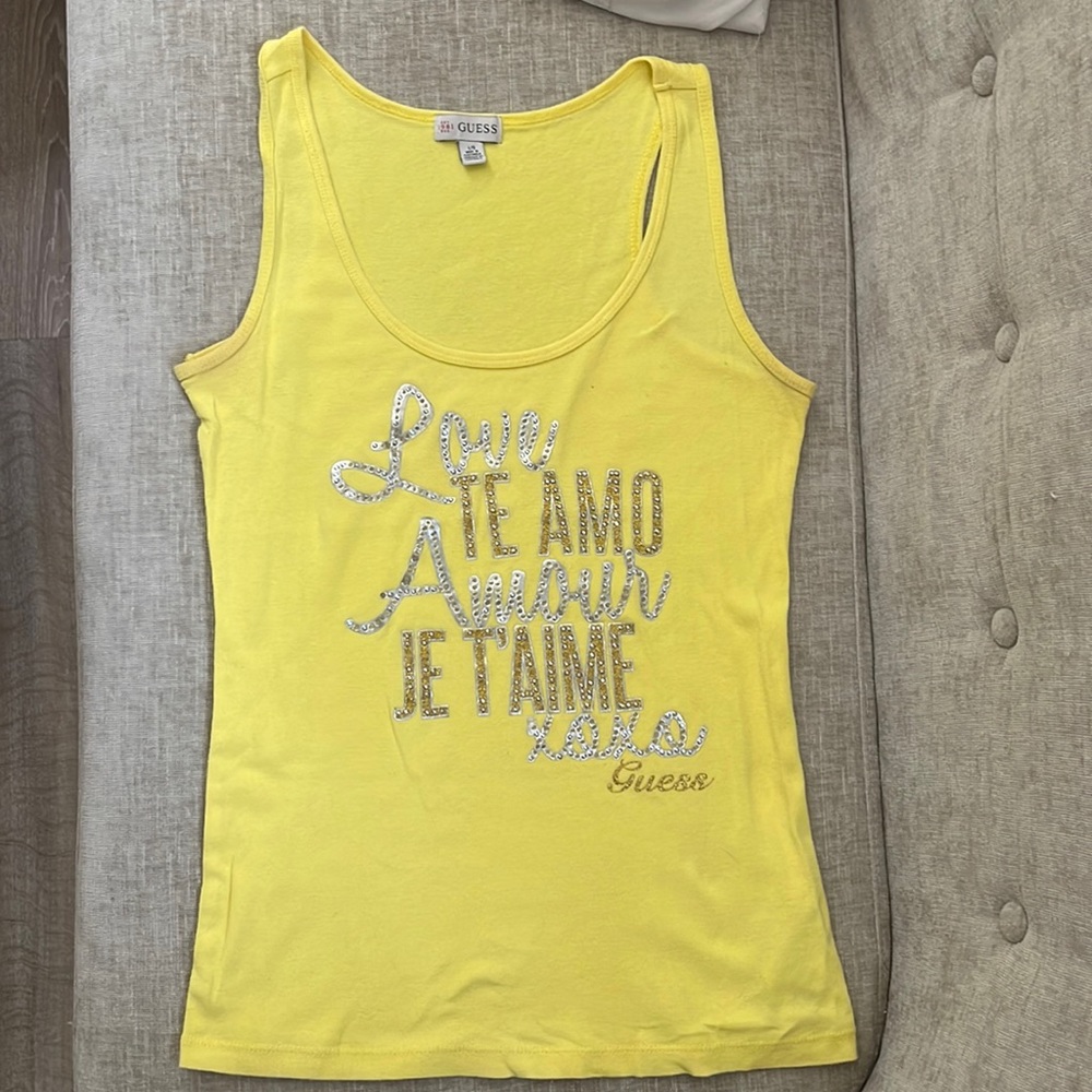 GUESS tank top, yellow, size L